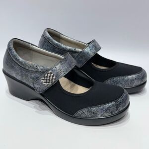 Alegria Women's Jan Mary Jane Wedge Silver Sparkle Leather ~ Size 10.5 (41EU)